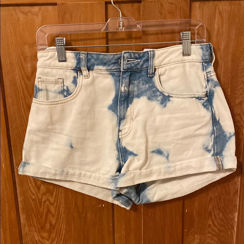 Blue and White Tie-Dye Women Shorts